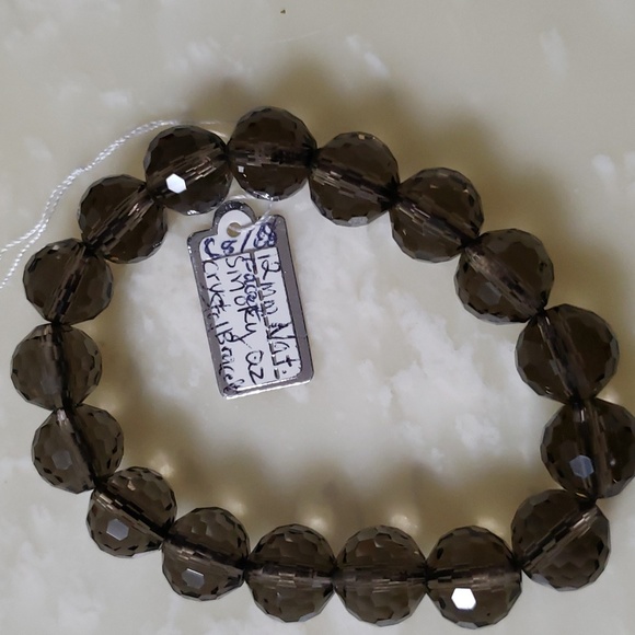 Natural Smoky Crystal Quartz 12mm Bracelet AAA - Picture 2 of 4